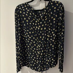 Floral Print Black Women's Top